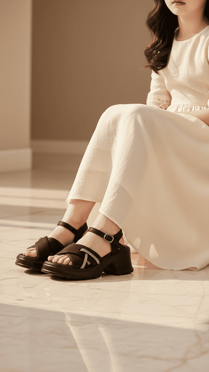 Girls Black Formal Sandal KD5695