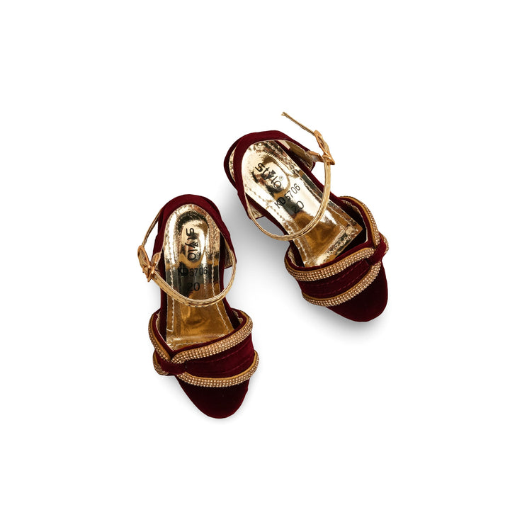 Girls Maroon Formal Sandal KD5706