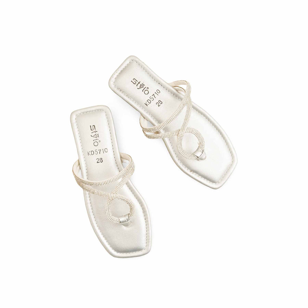 Girls Silver Fancy Slipper KD5710