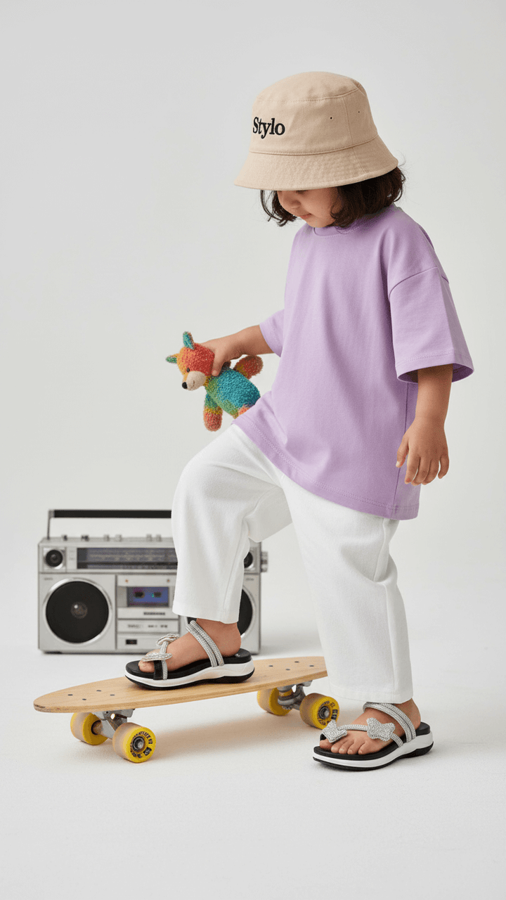 Girls Silver Fancy Slipper KD5717