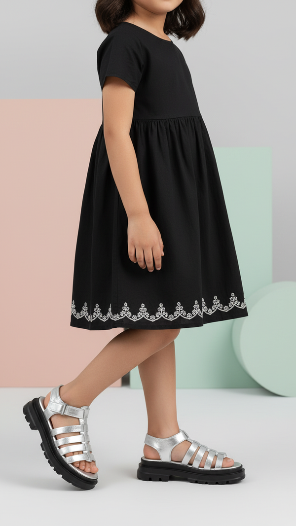 Girls Grey Formal Sandal KD5755