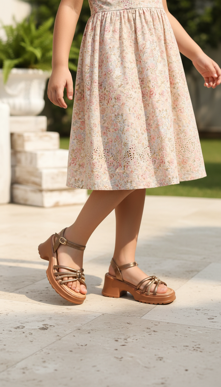 Girls Brown Formal Sandal KD5760