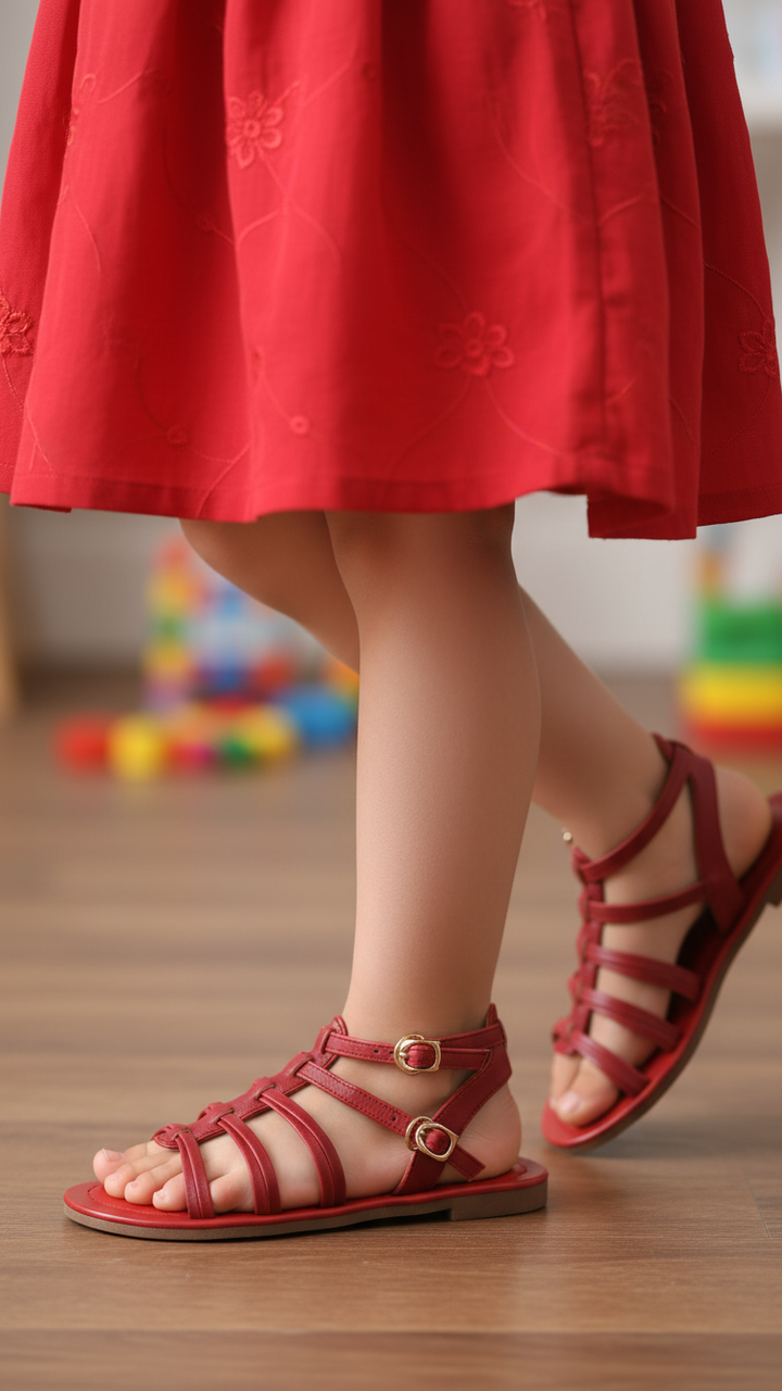 Girls Maroon Casual Sandal KD5791