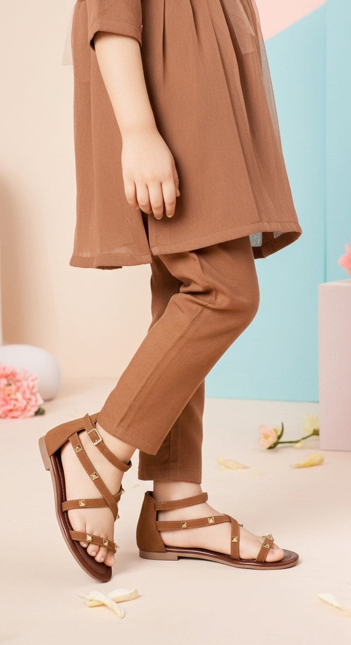 Girls Brown Casual Sandal KD5792