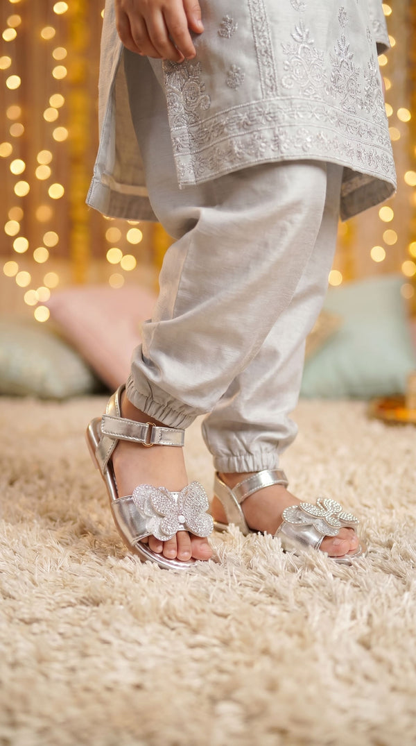 Girls Silver Fancy Sandal KD5813