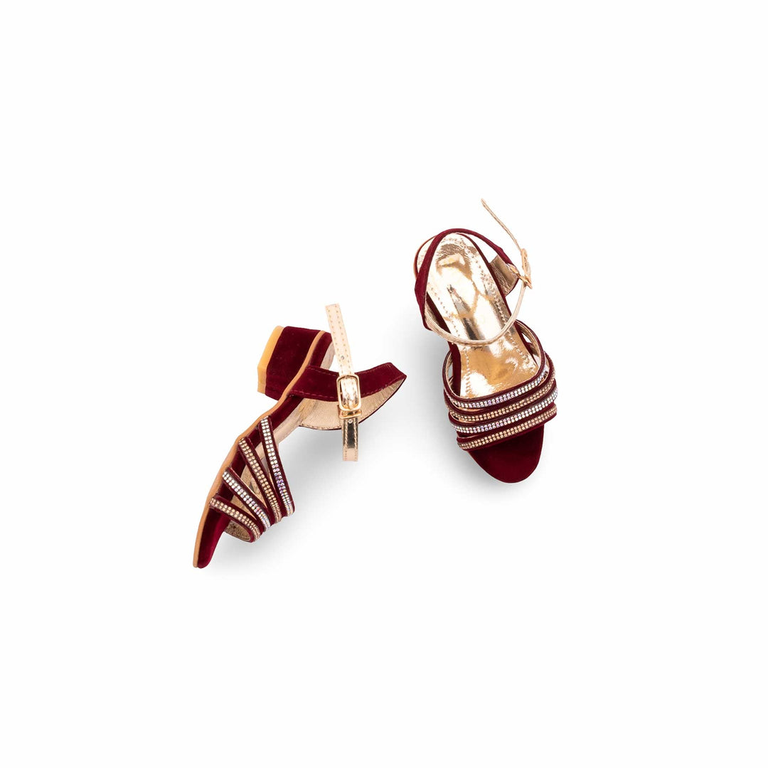 Girls Maroon Fancy Sandal KD5829