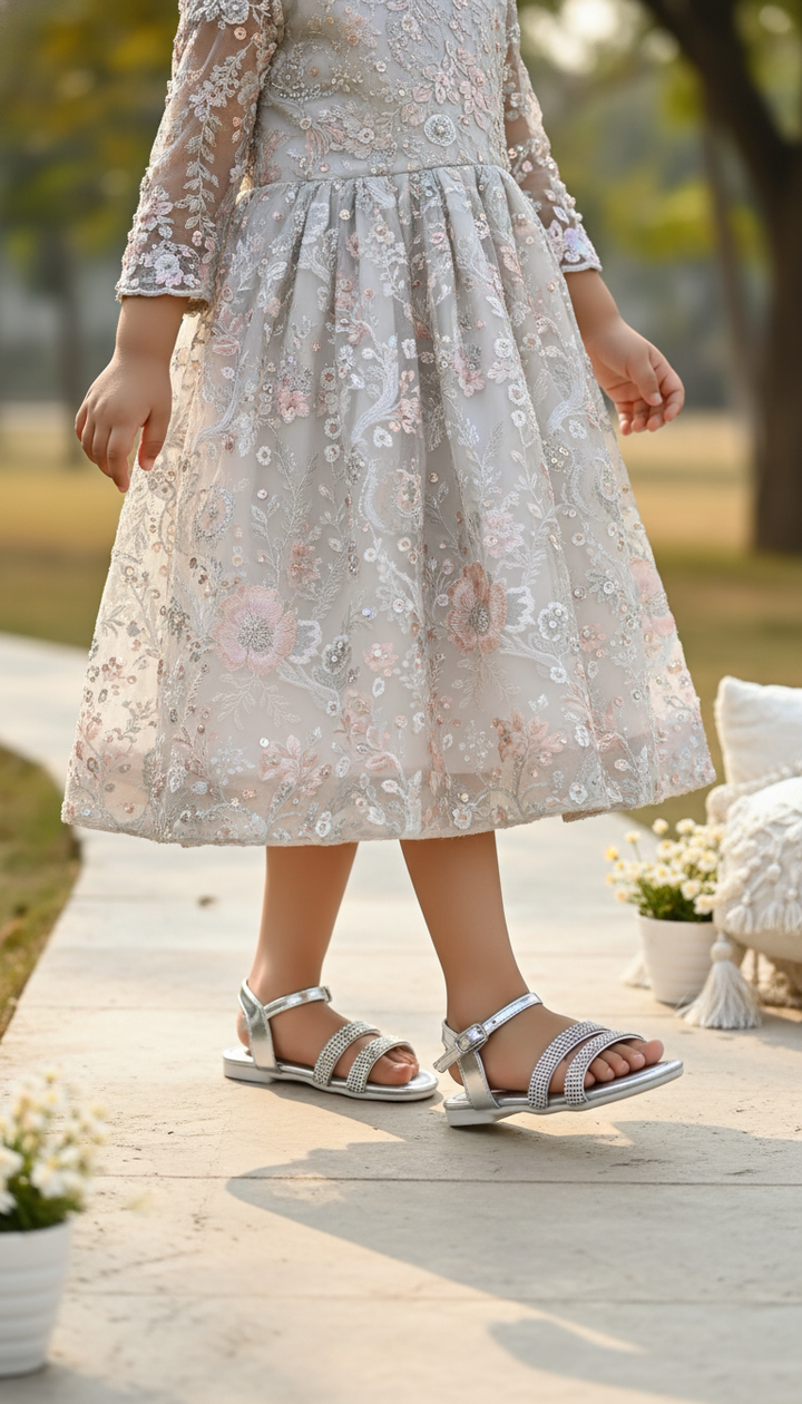 Silver Girls Fancy Sandal KD5845