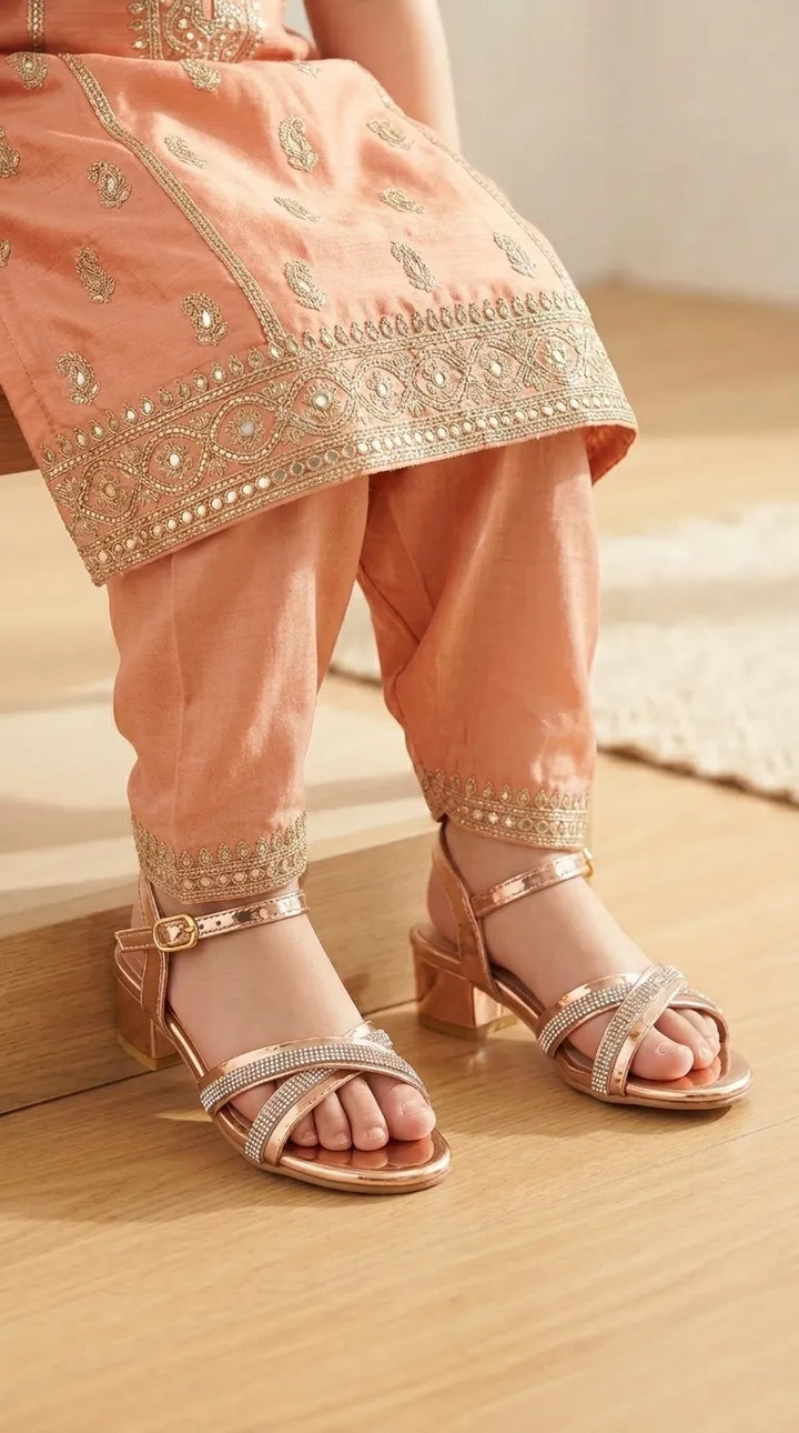 Girls Peach Fancy Sandal KD5849