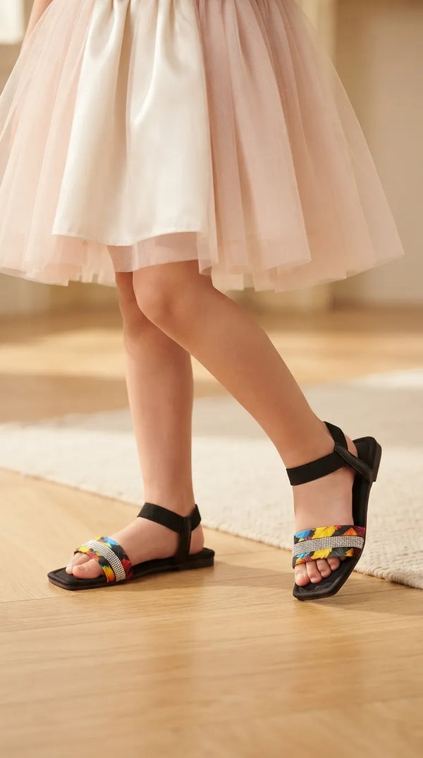 Girls Black Casual Sandal KD5869