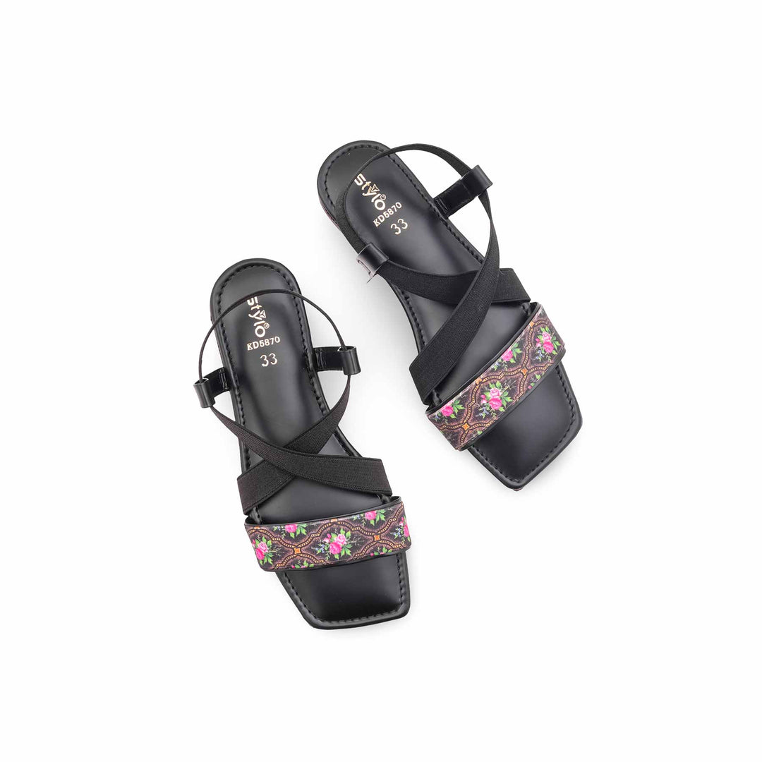 Girls Black Casual Sandal KD5870