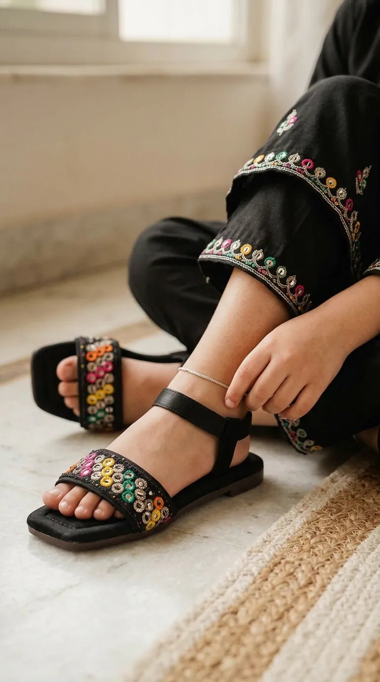 Girls Black Casual Sandal KD5873