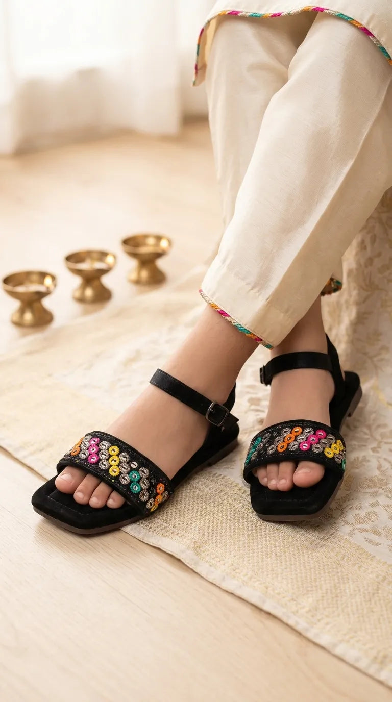 Girls Black Casual Sandal KD5873