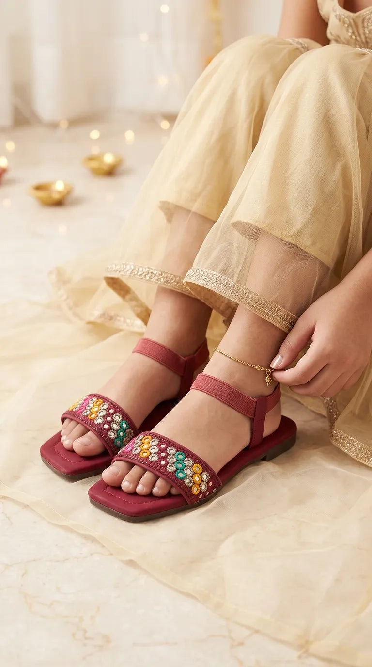 Girls Red Casual Sandal KD5873