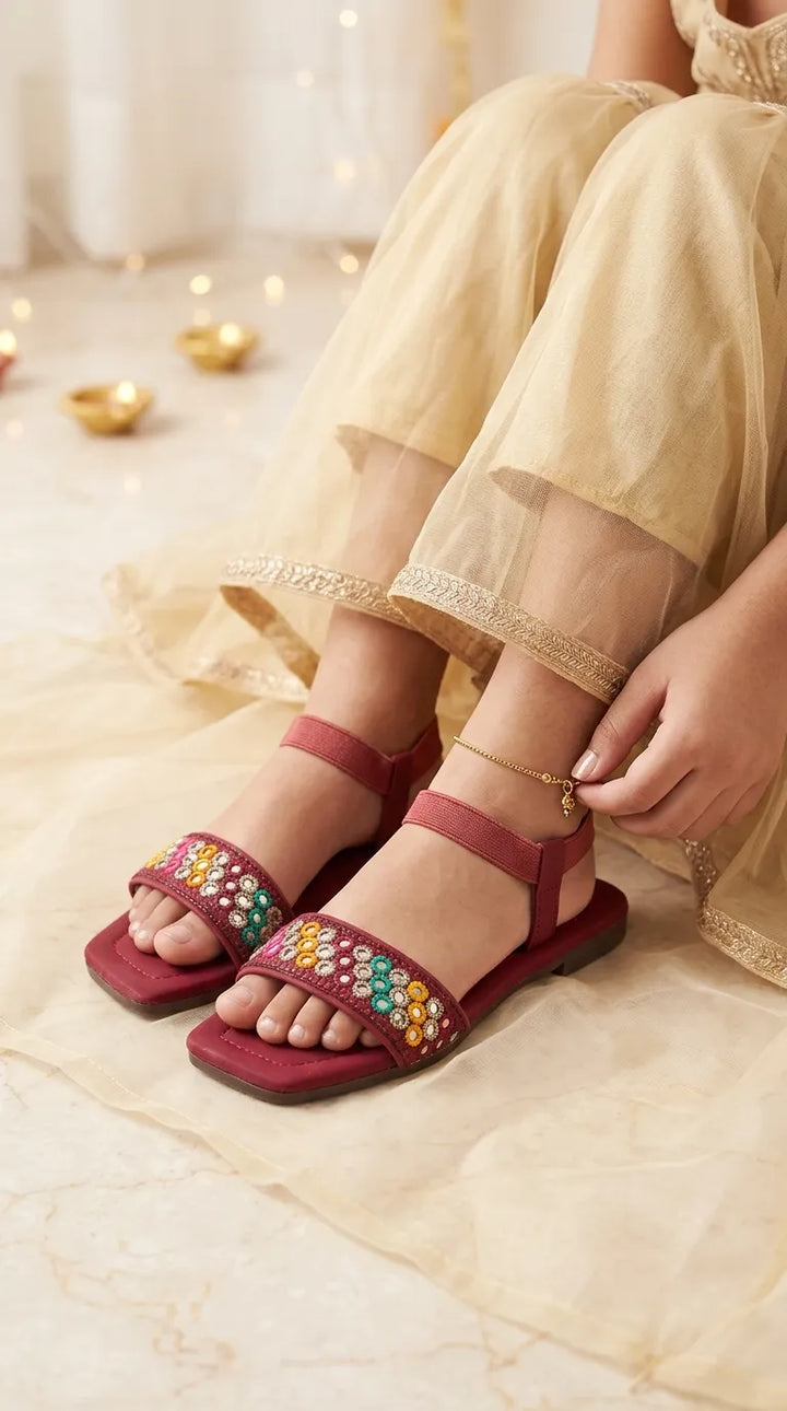 Girls Red Casual Sandal KD5873