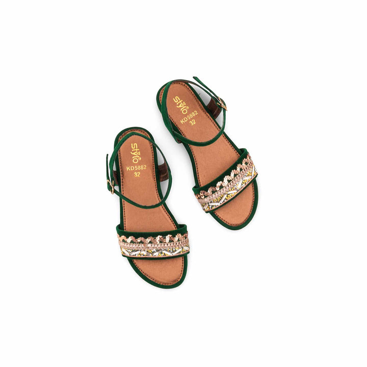 Girls Green Formal Sandal KD5882