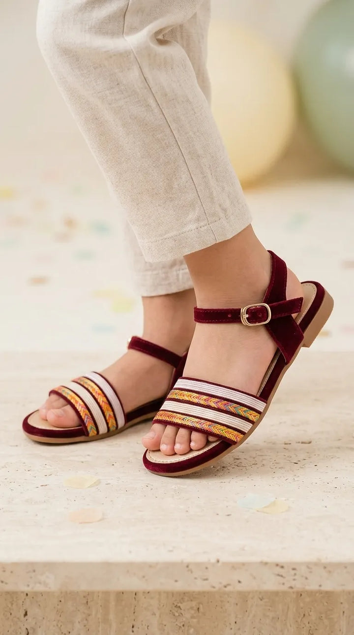 Girls Maroon Formal Sandal KD5883