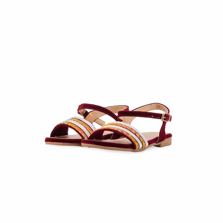 Girls Maroon Formal Sandal KD5883