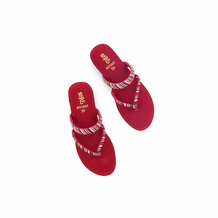 Girls Maroon Fancy Slipper KD5887