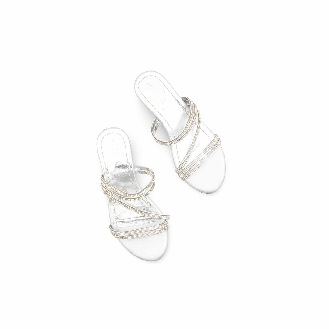 Girls Silver Fancy Slipper KD5894