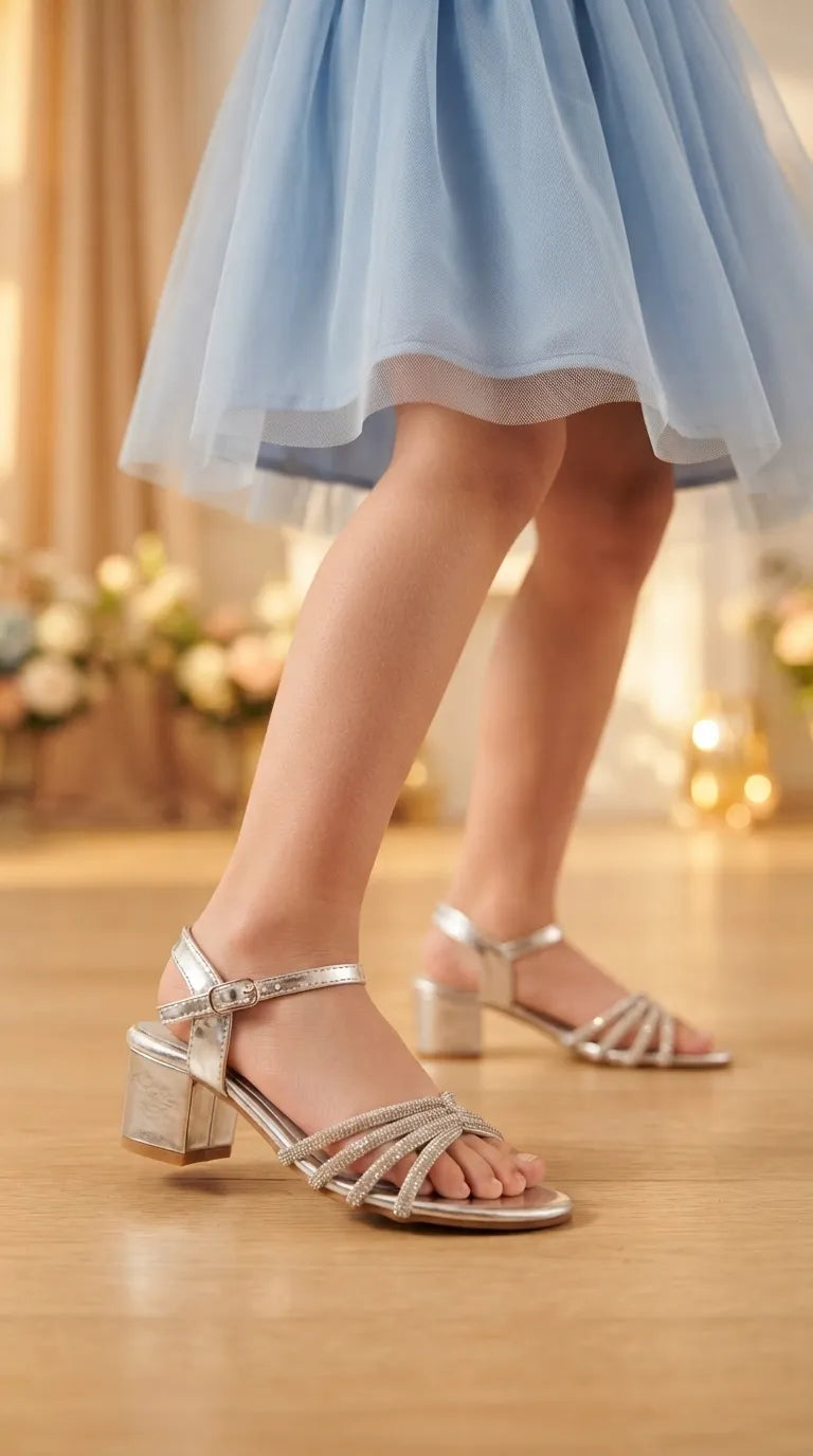 Girls Silver Fancy Sandal KD5903