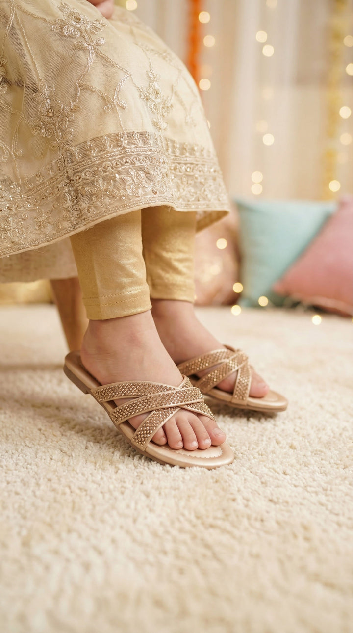 Girls Golden Fancy Slipper KD5907