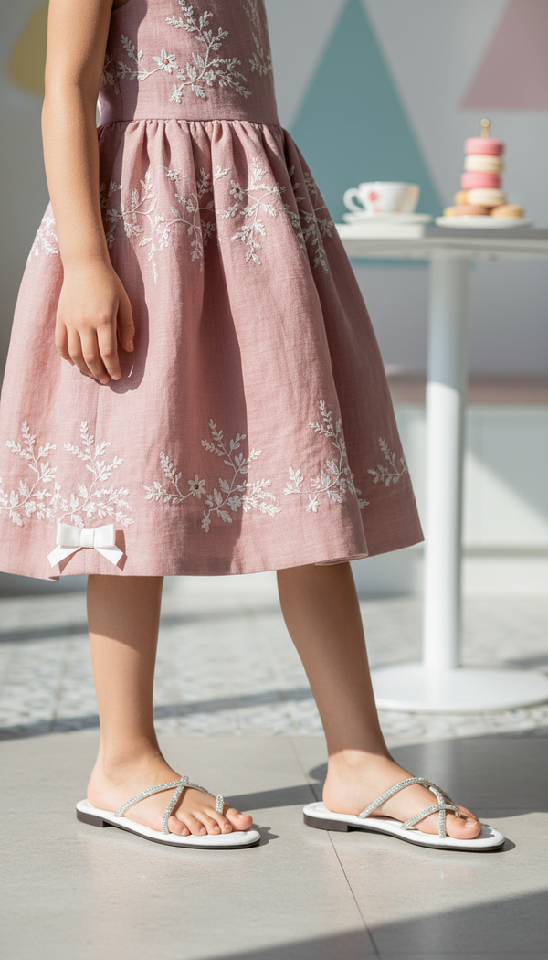 Girls White Fancy Slipper KD5912