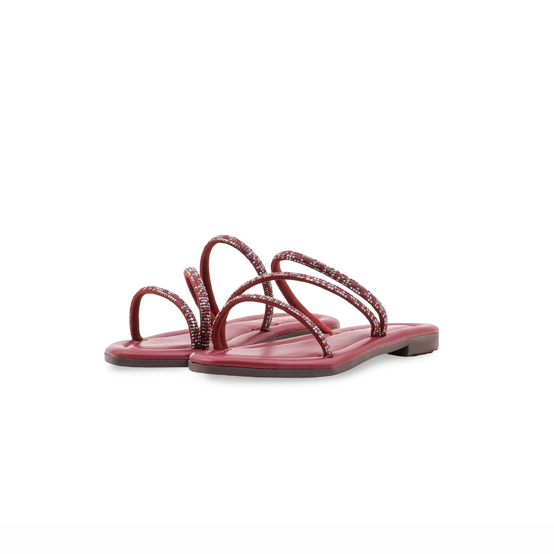 Girls Maroon Fancy Slipper KD5913