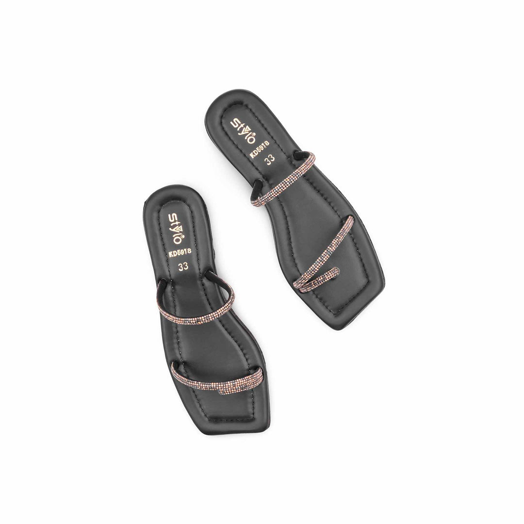 Girls Black Fancy Slipper KD5918