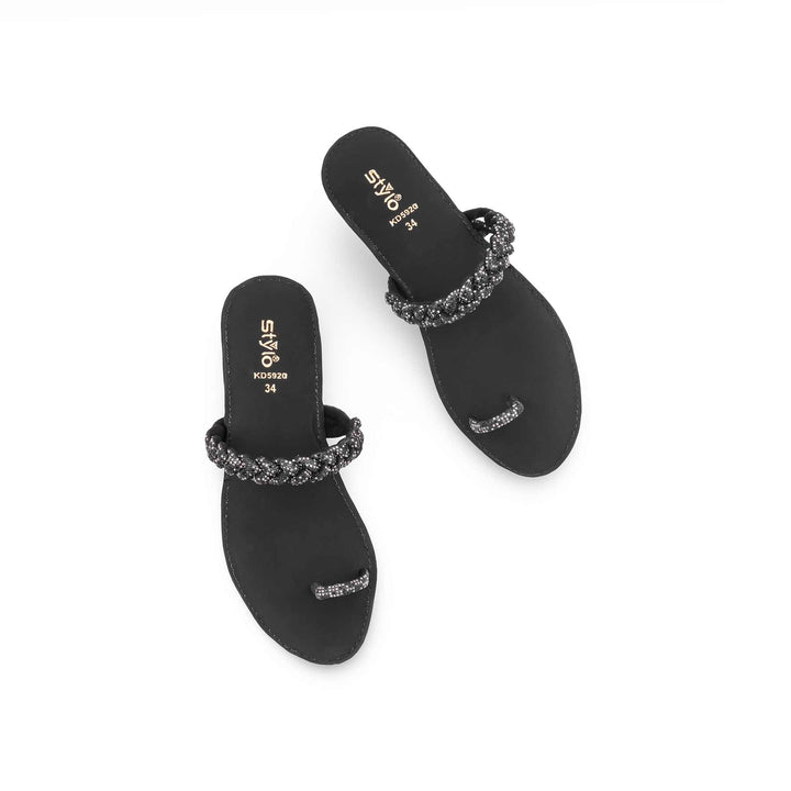 Girls Black Fancy Slipper KD5920