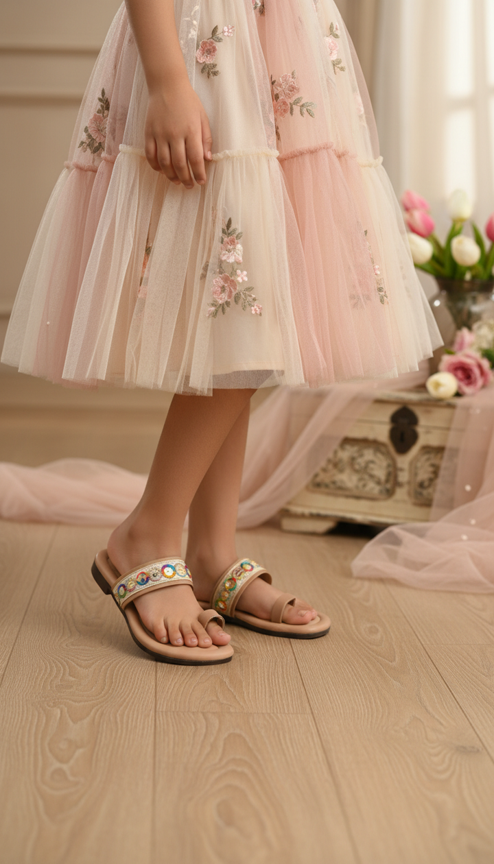 Girls Golden Casual Slipper KD5921