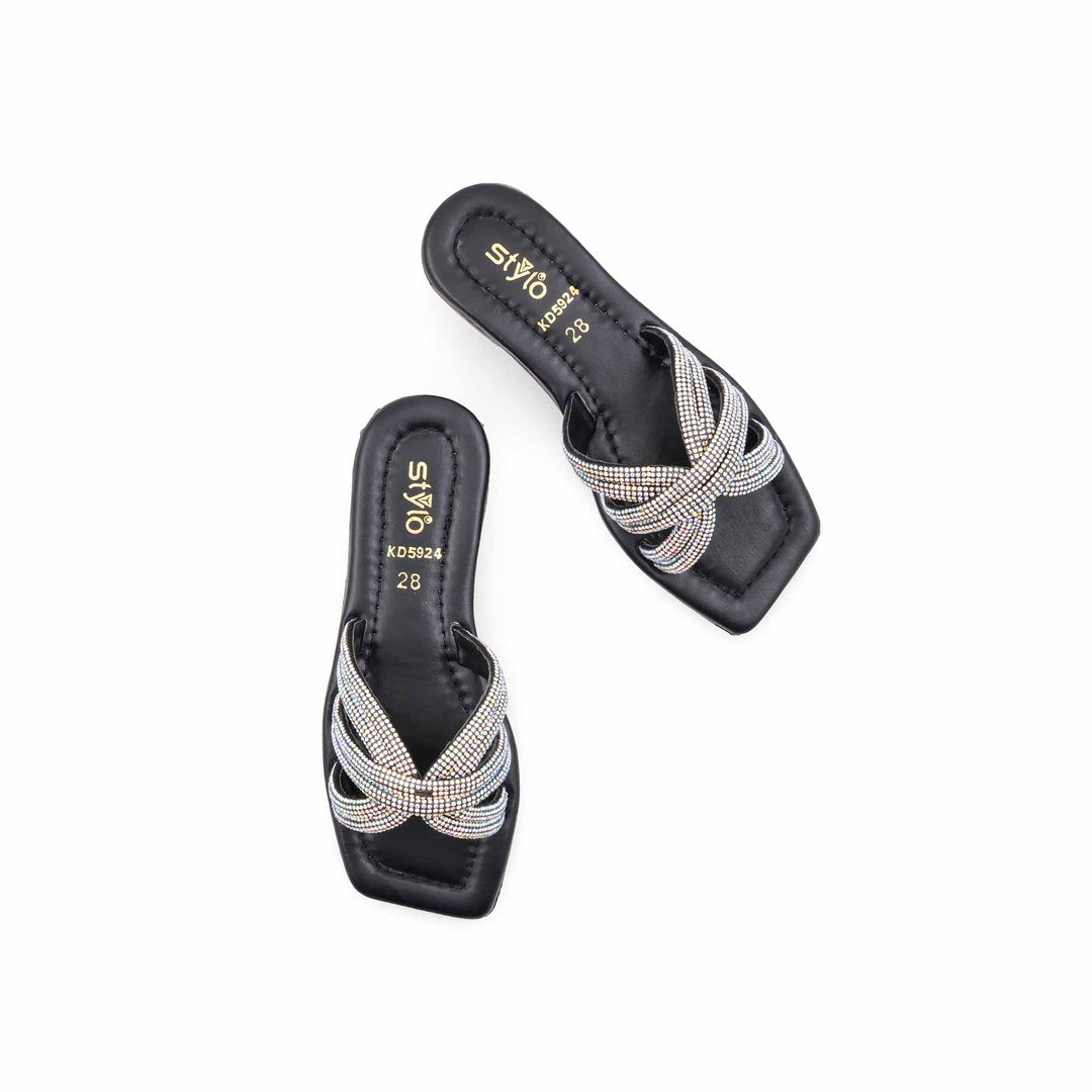 Girls Black Fancy Slipper KD5924