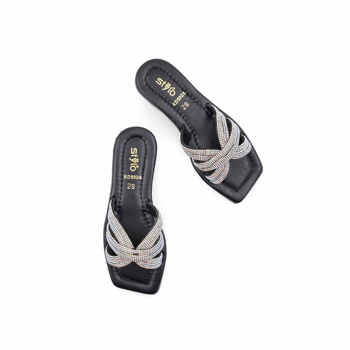 Girls Black Fancy Slipper KD5924