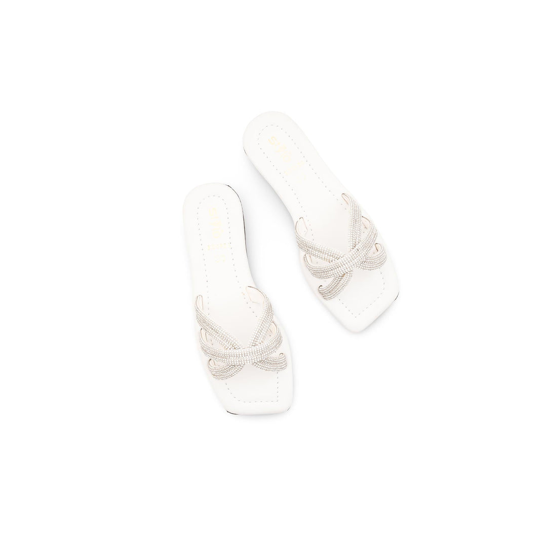 Girls White Fancy Slipper KD5924
