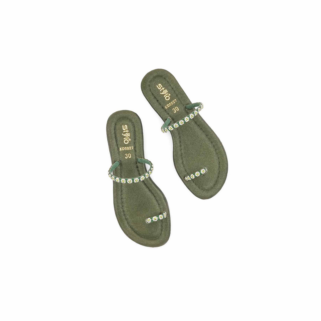Girls Olive Fancy Slipper KD5927