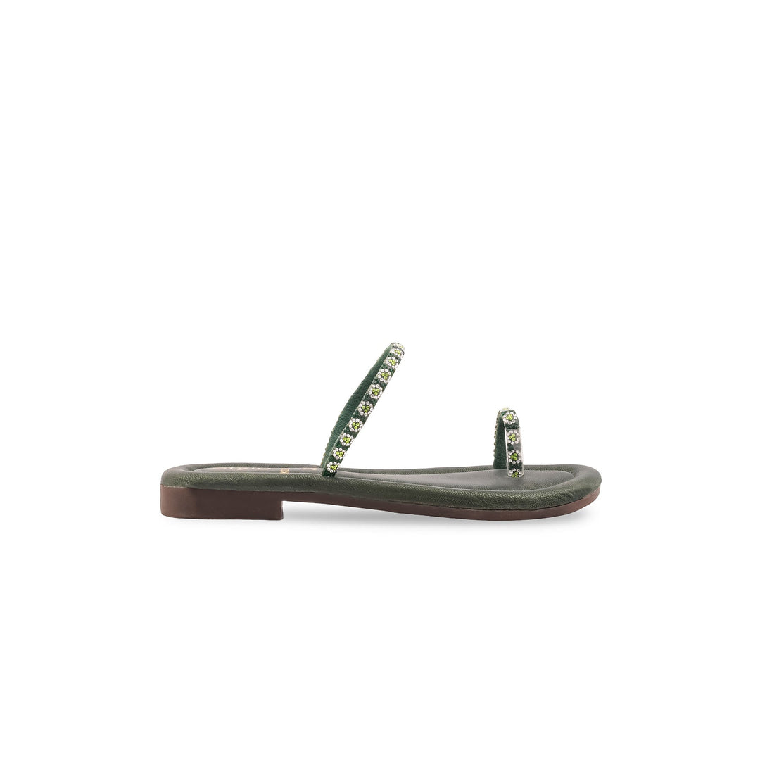 Girls Olive Fancy Slipper KD5927