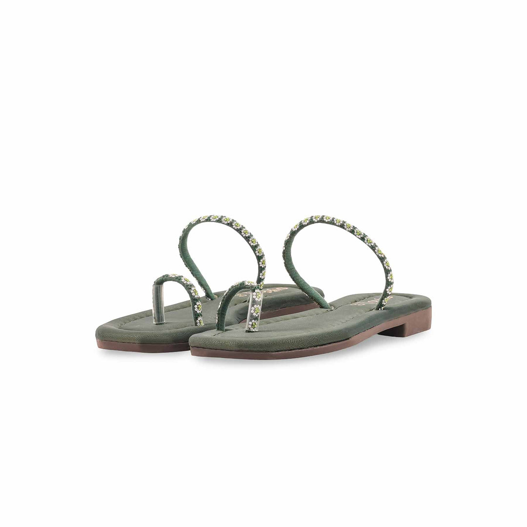 Girls Olive Fancy Slipper KD5927