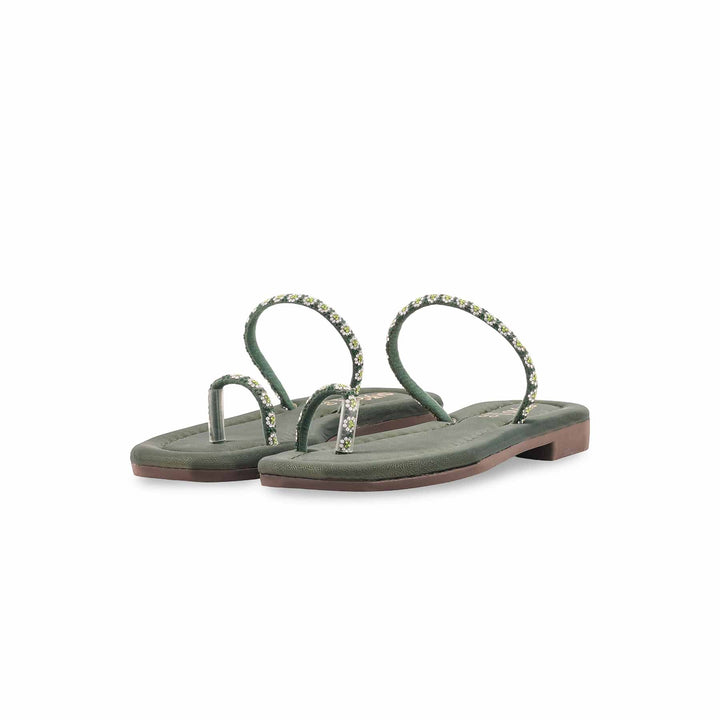 Girls Olive Fancy Slipper KD5927