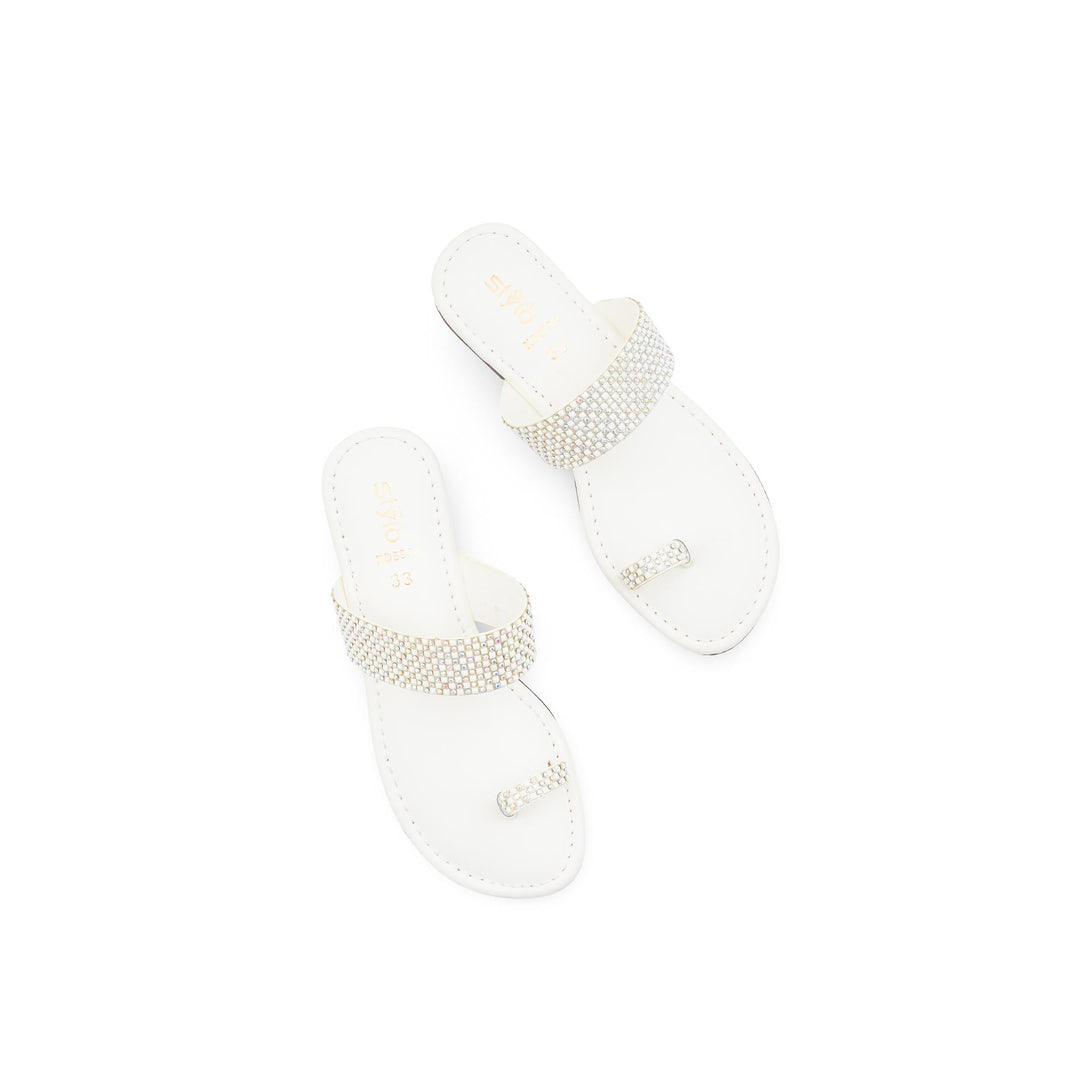 Girls White Casual Slipper KD5934