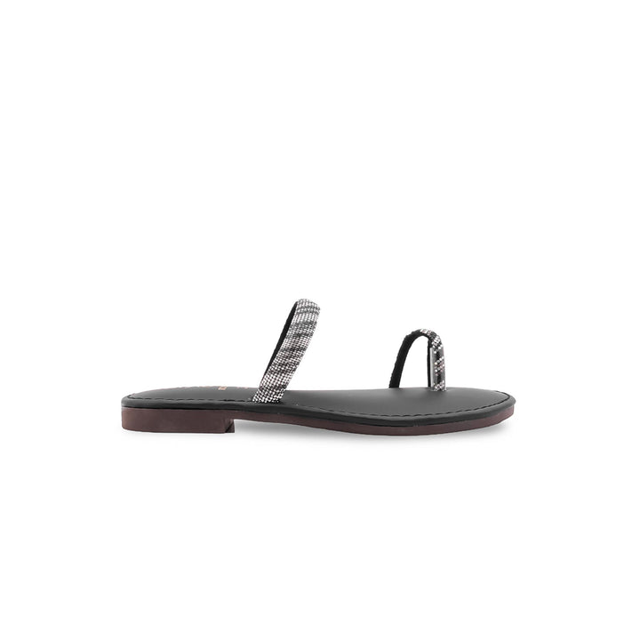 Girls Black Fancy Slipper KD5935