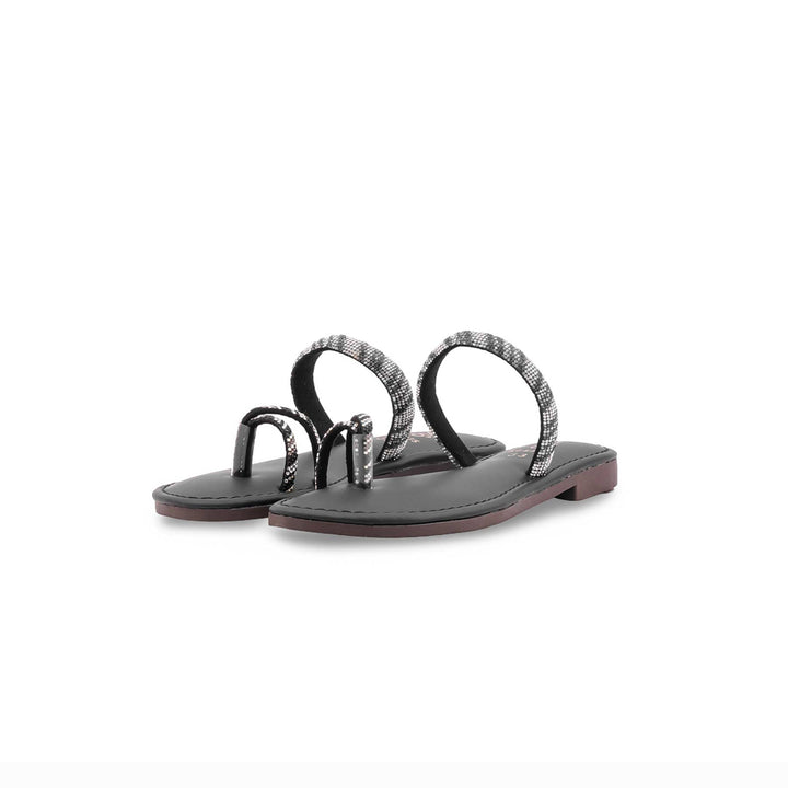 Girls Black Fancy Slipper KD5935