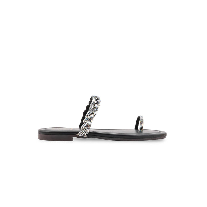 Girls Black Fancy Slipper KD5948