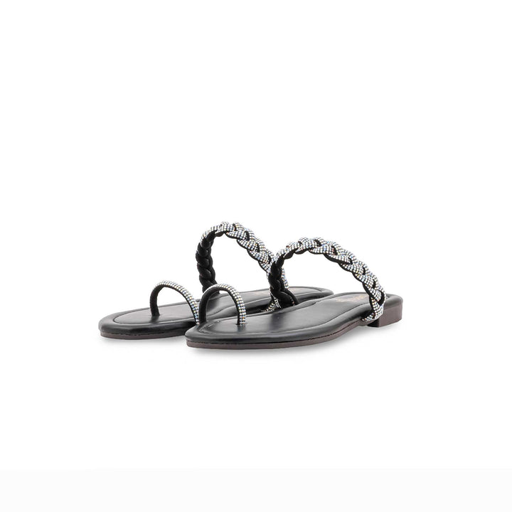 Girls Black Fancy Slipper KD5948