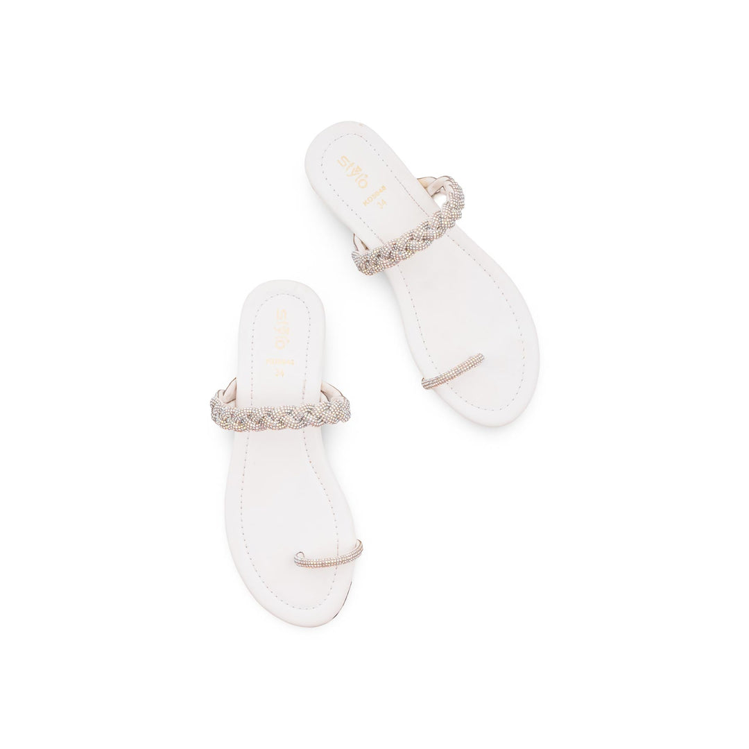 Girls White Fancy Slipper KD5948