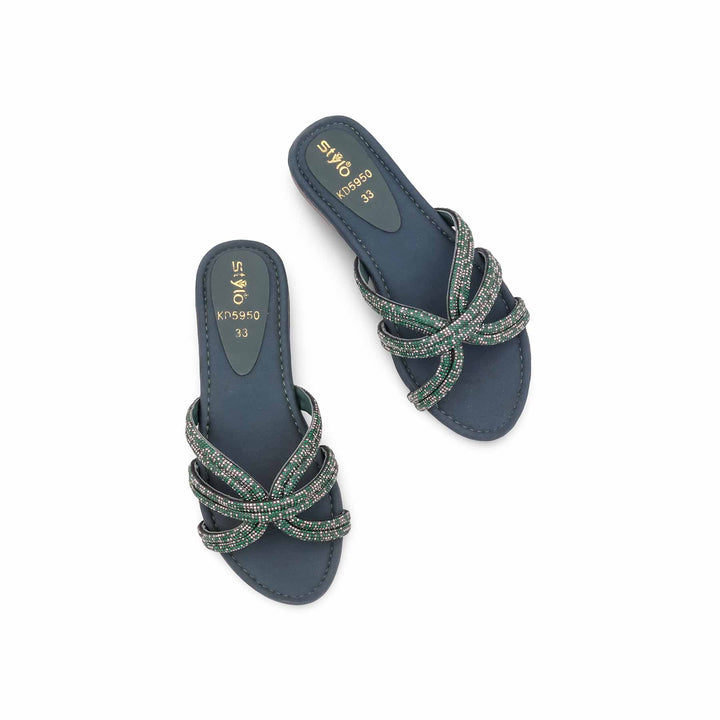 Girls Green Fancy Slipper KD5950