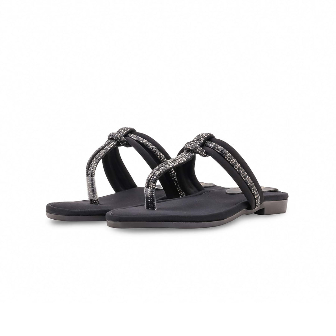 Girls Black Fancy Slipper KD5952