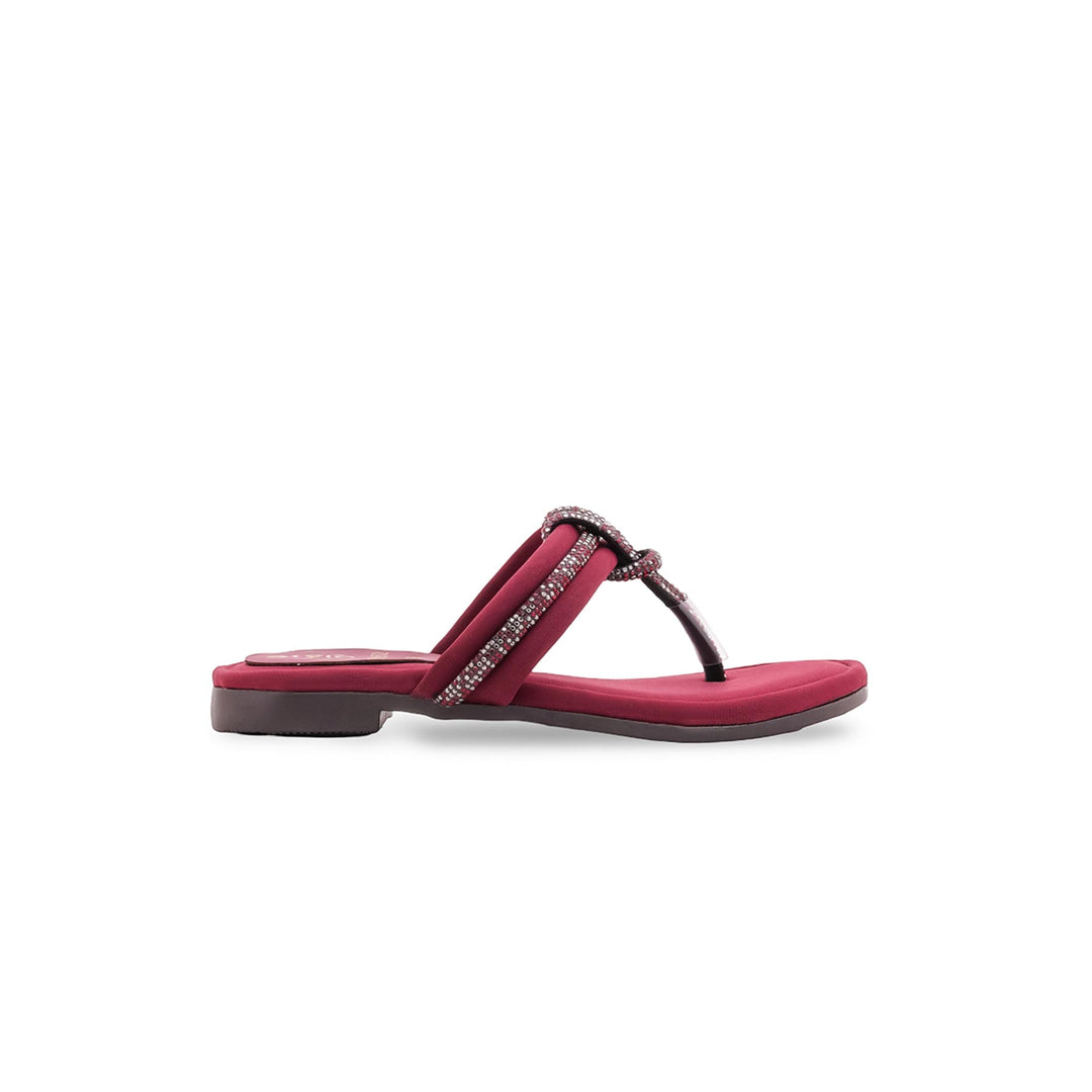 Girls Maroon Fancy Slipper KD5952