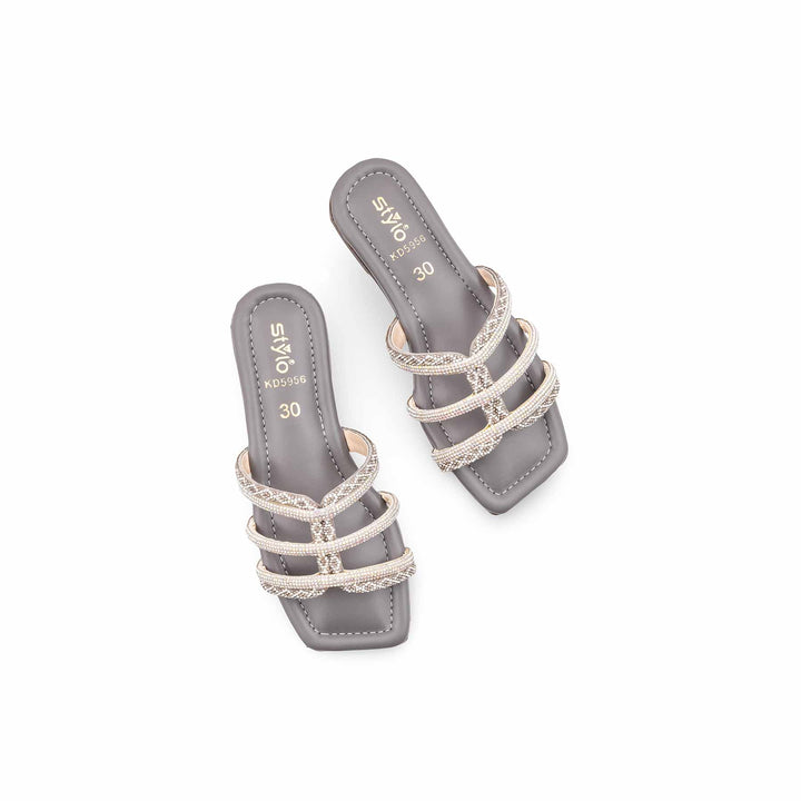 Girls Grey Fancy Slipper KD5956