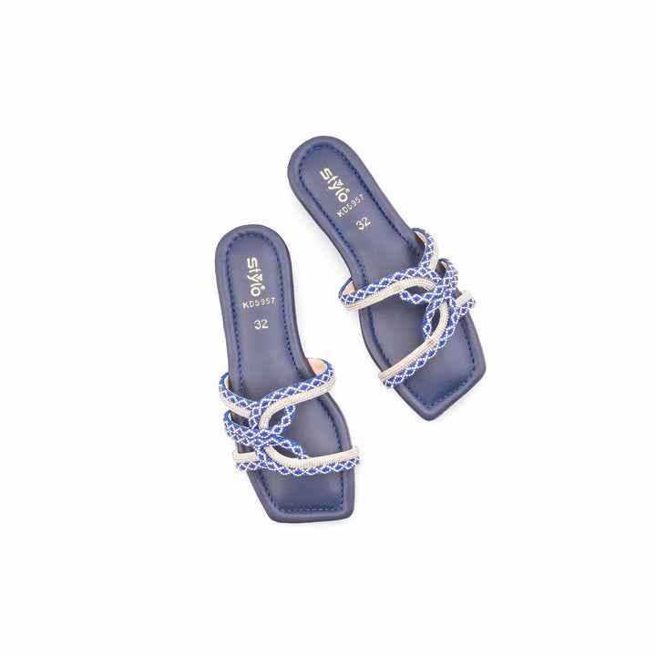 Girls Navy Fancy Slipper KD5957