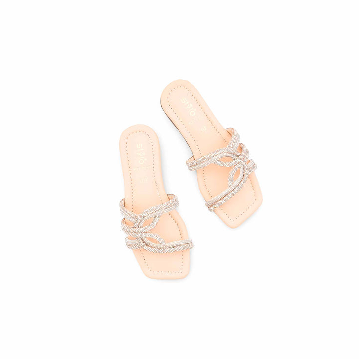 Girls Beige Fancy Slipper KD5957