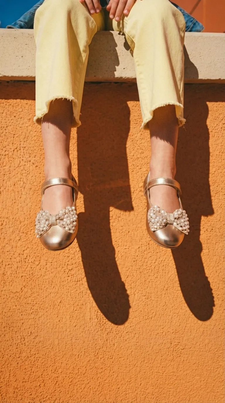 Girls Golden Fancy Pumps KD8249